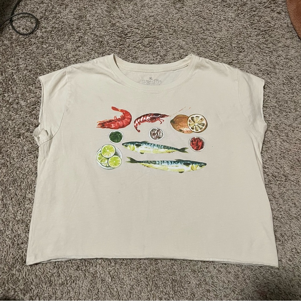 Graphic Crop Top - Cream
